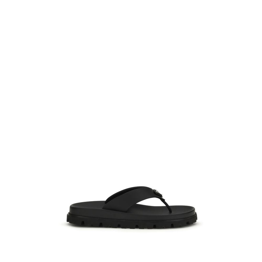 Prada Black Rubber Flip-Flop Sandals