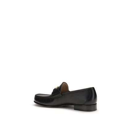 Valentino Garavani Black Calf Leather Bos Taurus Slip-On Loafers