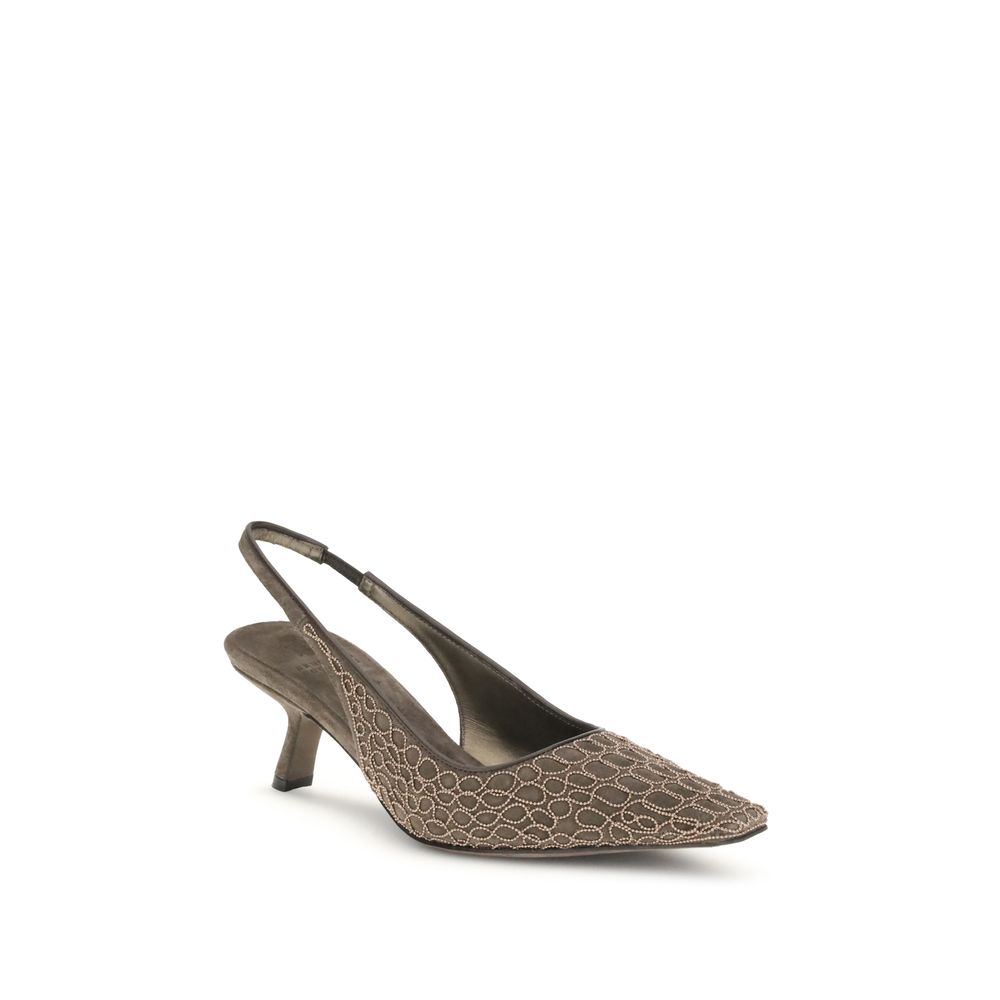 Brunello Cucinelli Brown Leather High Heel Pumps