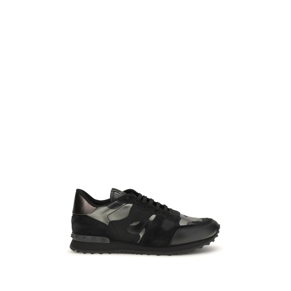 Valentino Garavani Black Calf Leather Bos Taurus Athletic Sneakers