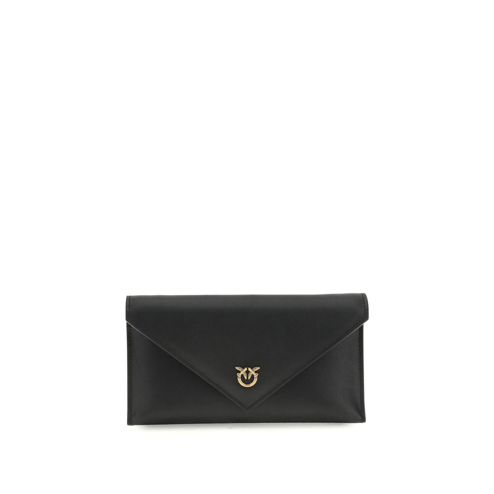 PINKO Black Calf Leather Bos Taurus Clutch Bag