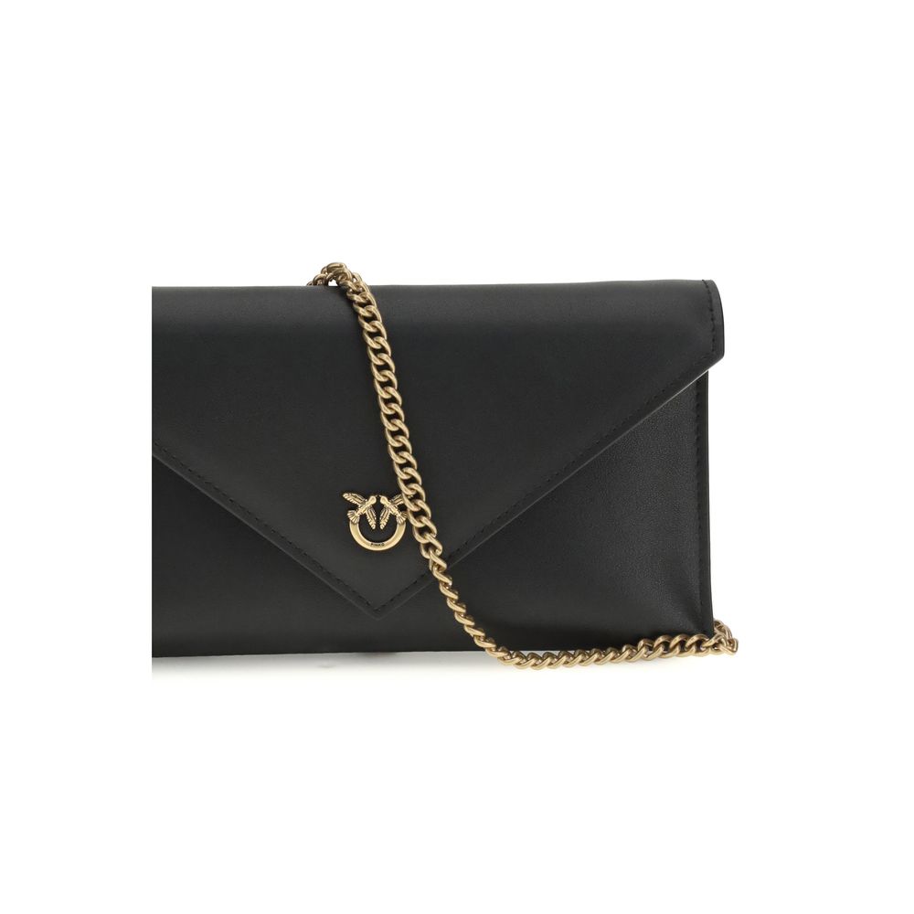 PINKO Black Calf Leather Bos Taurus Clutch Bag