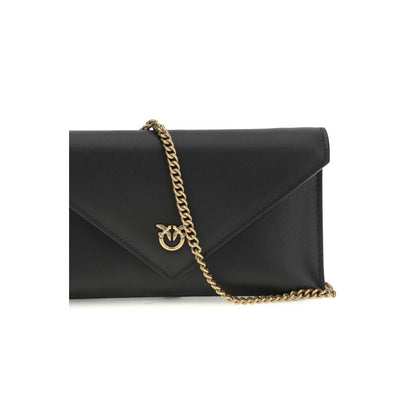 PINKO Black Calf Leather Bos Taurus Clutch Bag