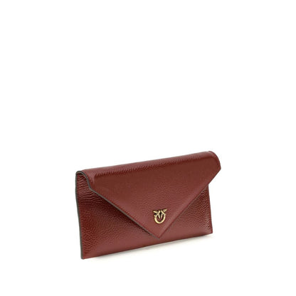PINKO Bordeaux Calf Leather Bos Taurus Clutch Bag