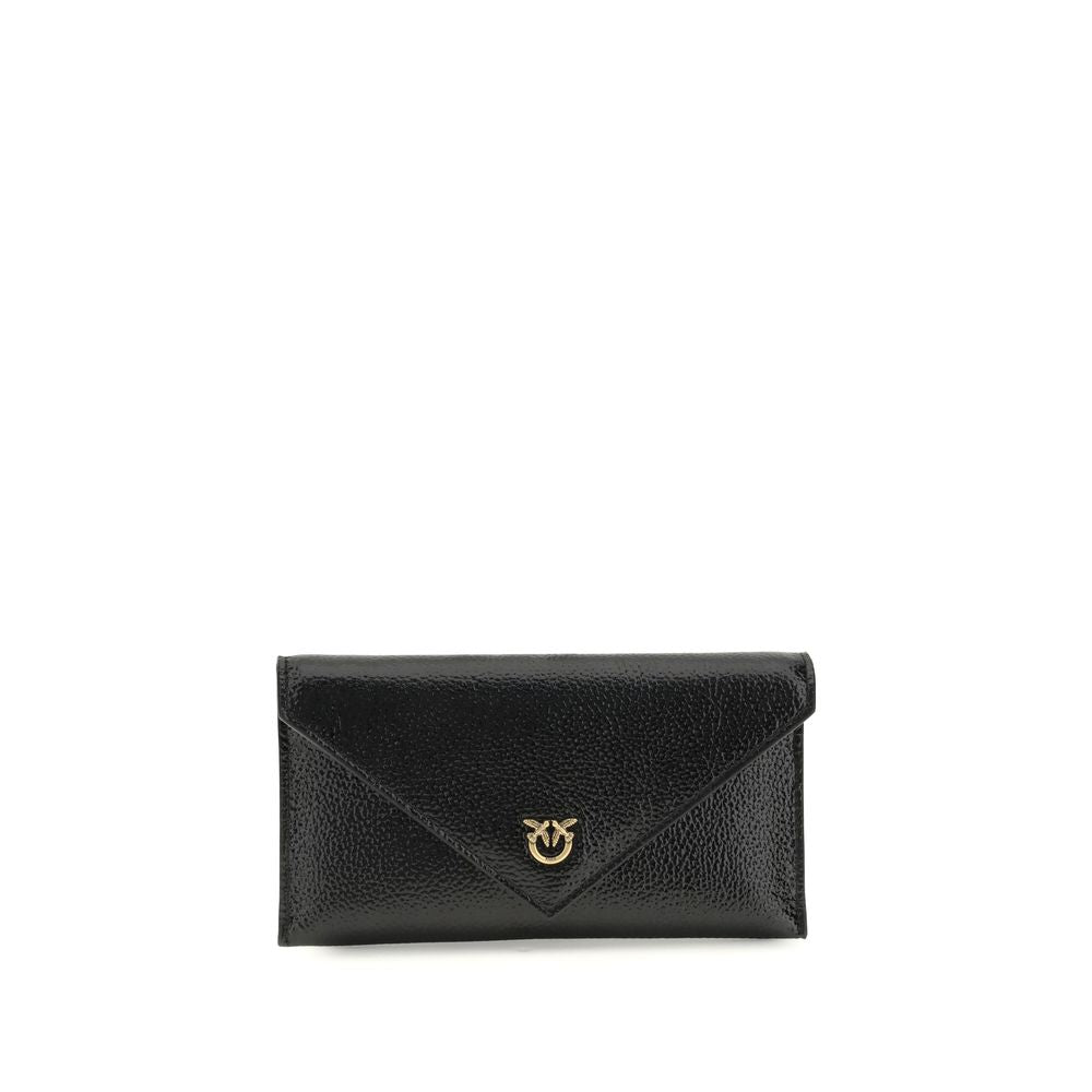 PINKO Black Calf Leather Bos Taurus Clutch Bag