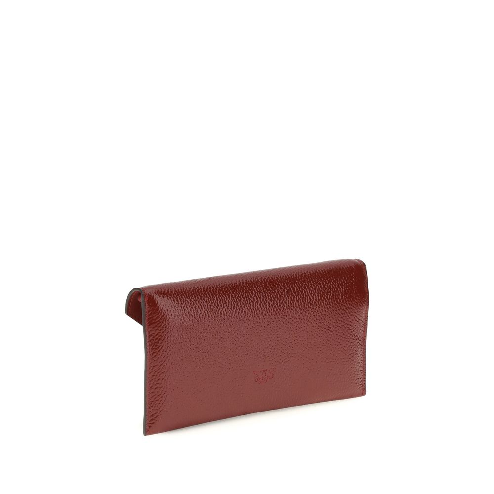 PINKO Bordeaux Calf Leather Bos Taurus Clutch Bag