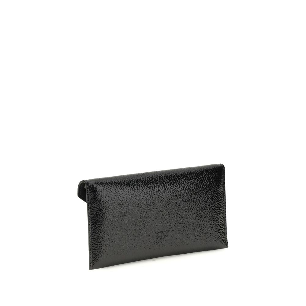 PINKO Black Calf Leather Bos Taurus Clutch Bag