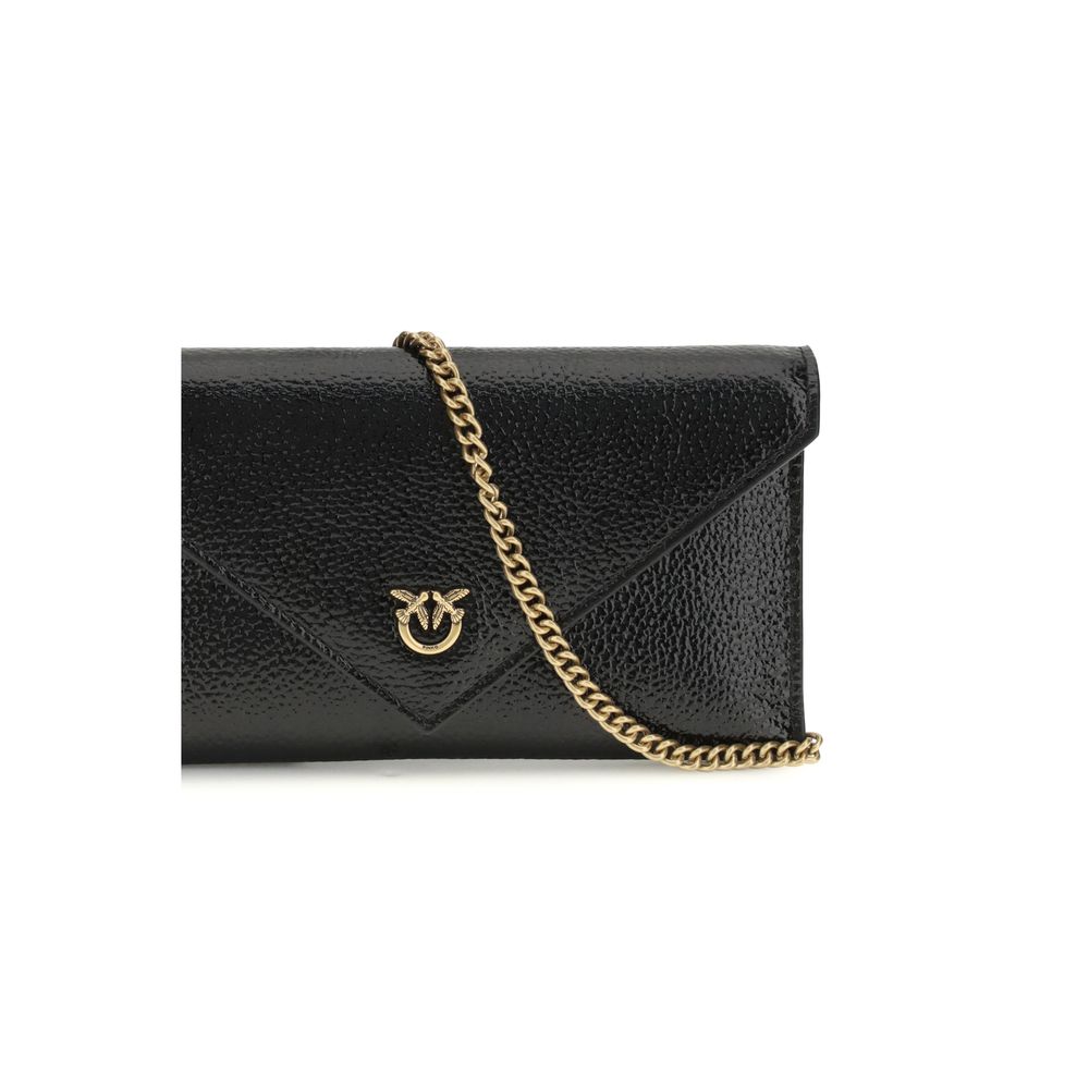PINKO Black Calf Leather Bos Taurus Clutch Bag