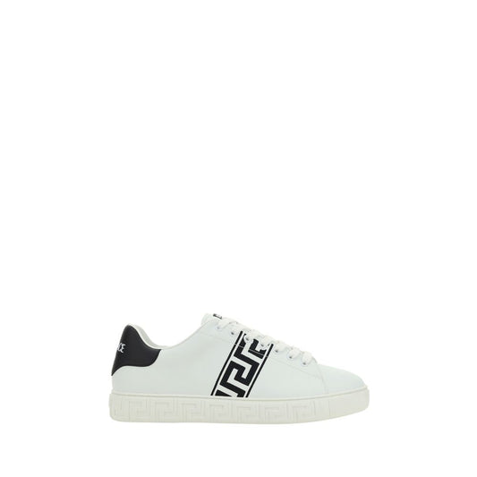 Versace White Calf Leather Bos Taurus Low Top Sneakers