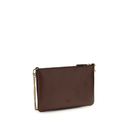PINKO Bordeaux Calf Leather Bos Taurus Shoulder Bag