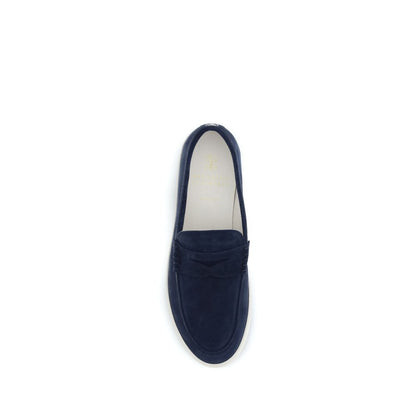 Brunello Cucinelli Blue Calf Leather Bos Taurus Slip-On Loafers