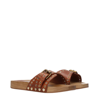 Isabel Marant Brown Leather Slippers