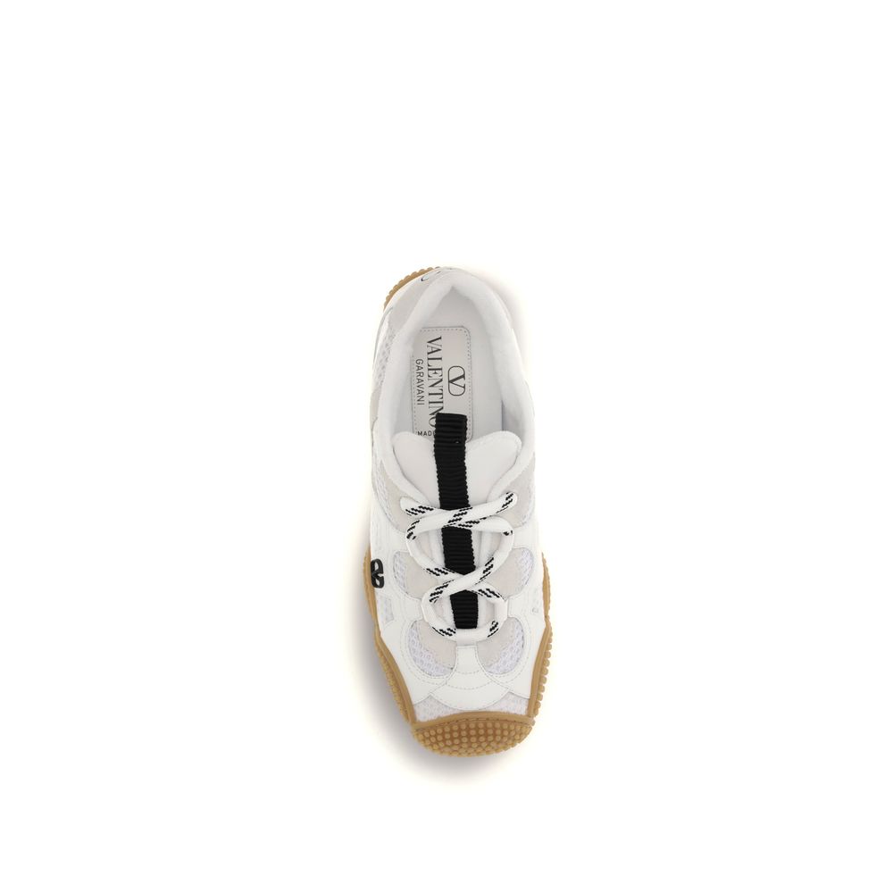 Valentino Garavani White Calf Leather Bos Taurus Athletic Sneakers