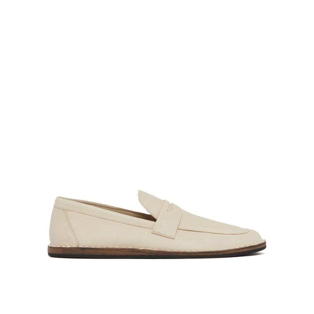 The Row White Calfskin Slip-On Loafers