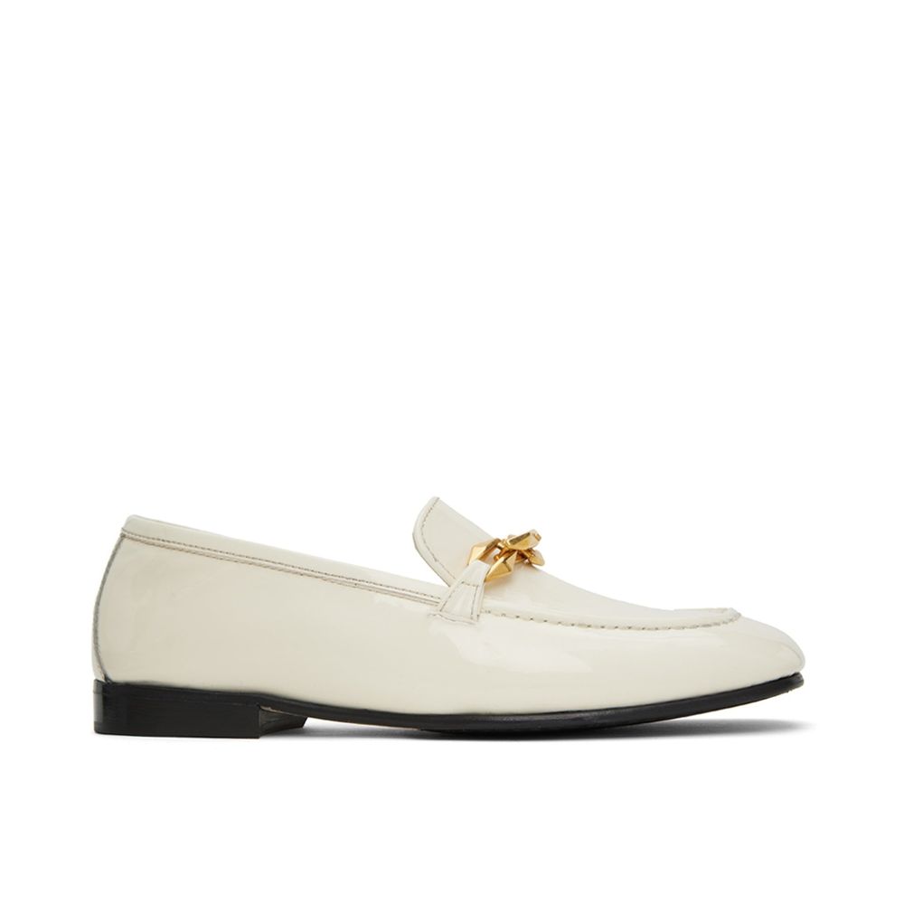 Jimmy Choo White Calfskin Slip-On Loafers