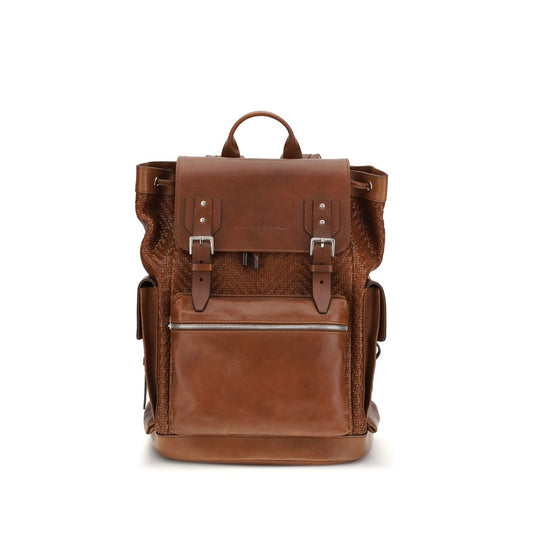 Brunello Cucinelli Brown Calf Leather Bos Taurus Backpack