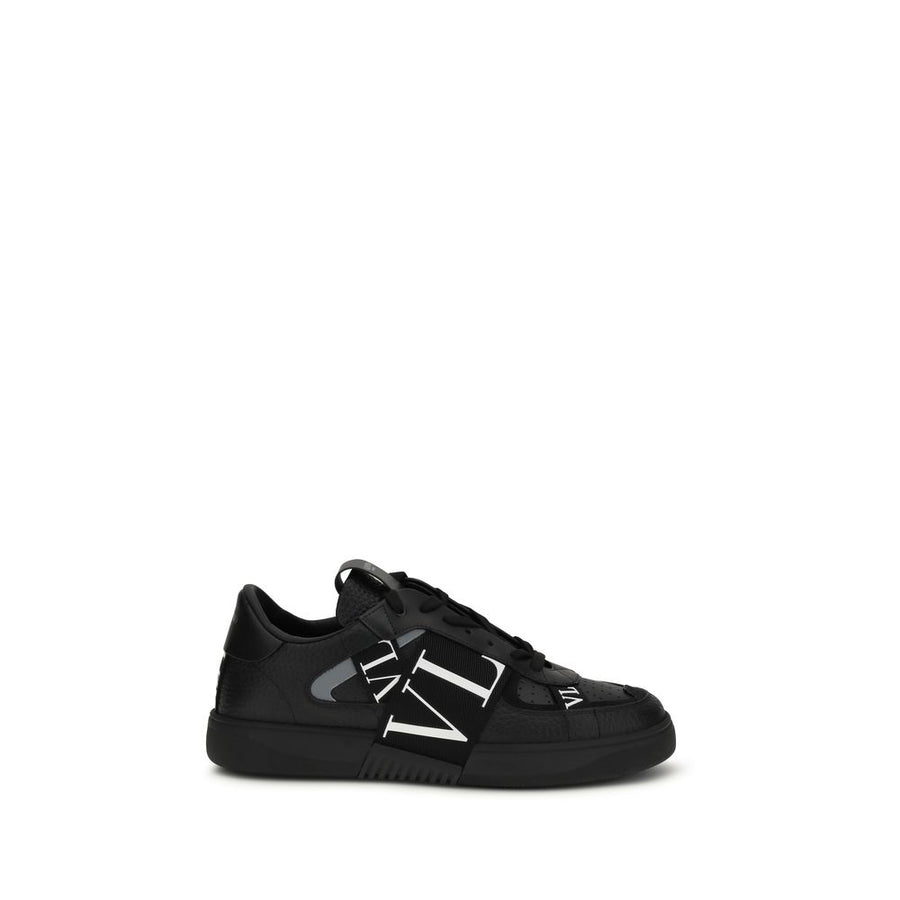 Valentino Garavani Black Calf Leather Bos Taurus Low Top Sneakers