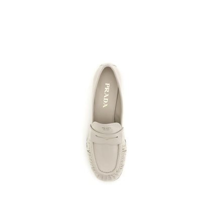Prada Beige Calf Leather Bos Taurus Slip-On Loafers