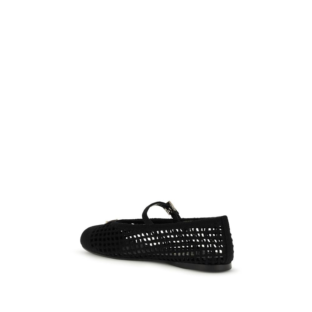 Prada Black Cotton Ballet Flats