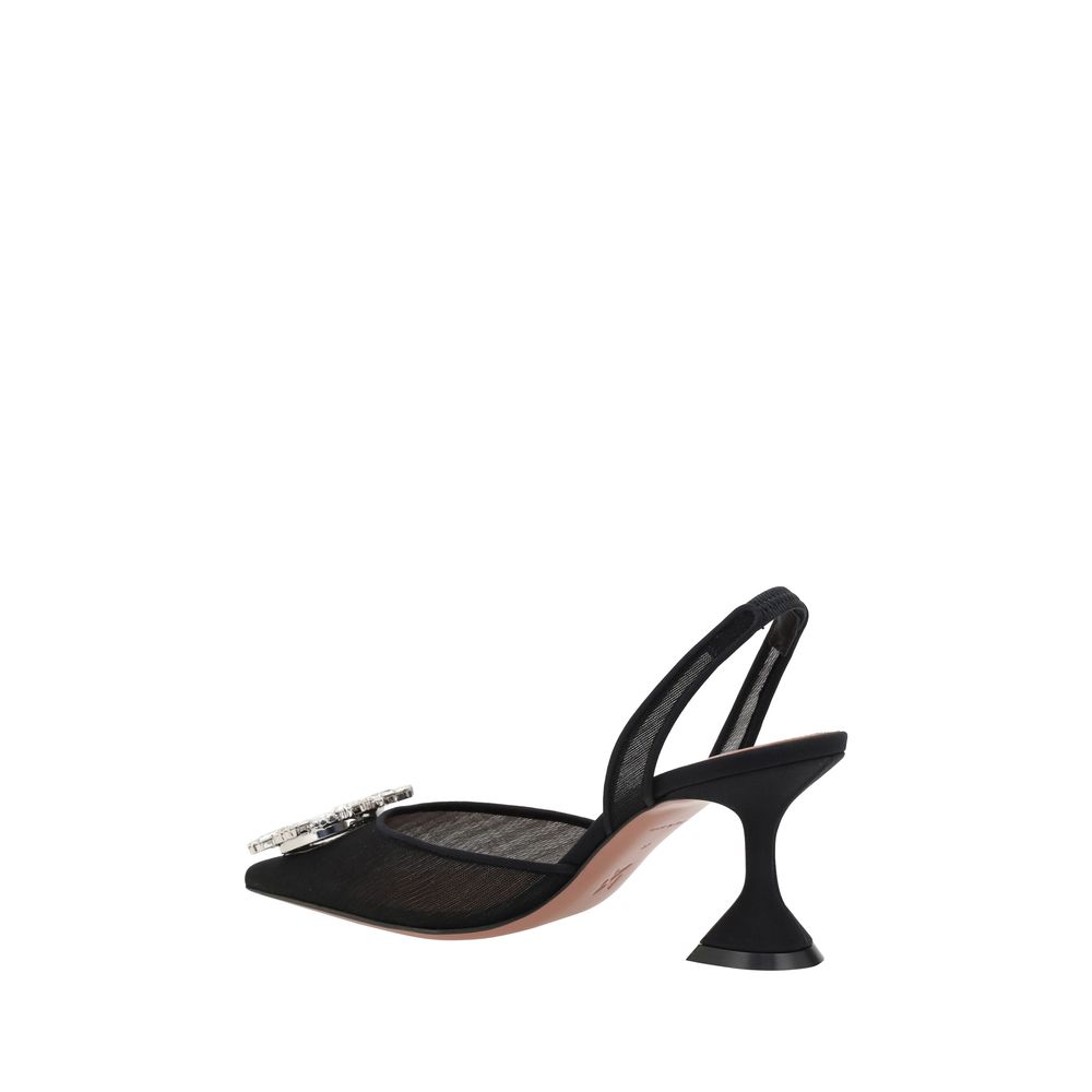 Amina Muaddi Black Polyester High Heel Pumps