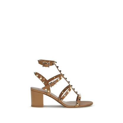 Valentino Garavani Beige Calf Leather Bos Taurus Strap-On Sandals