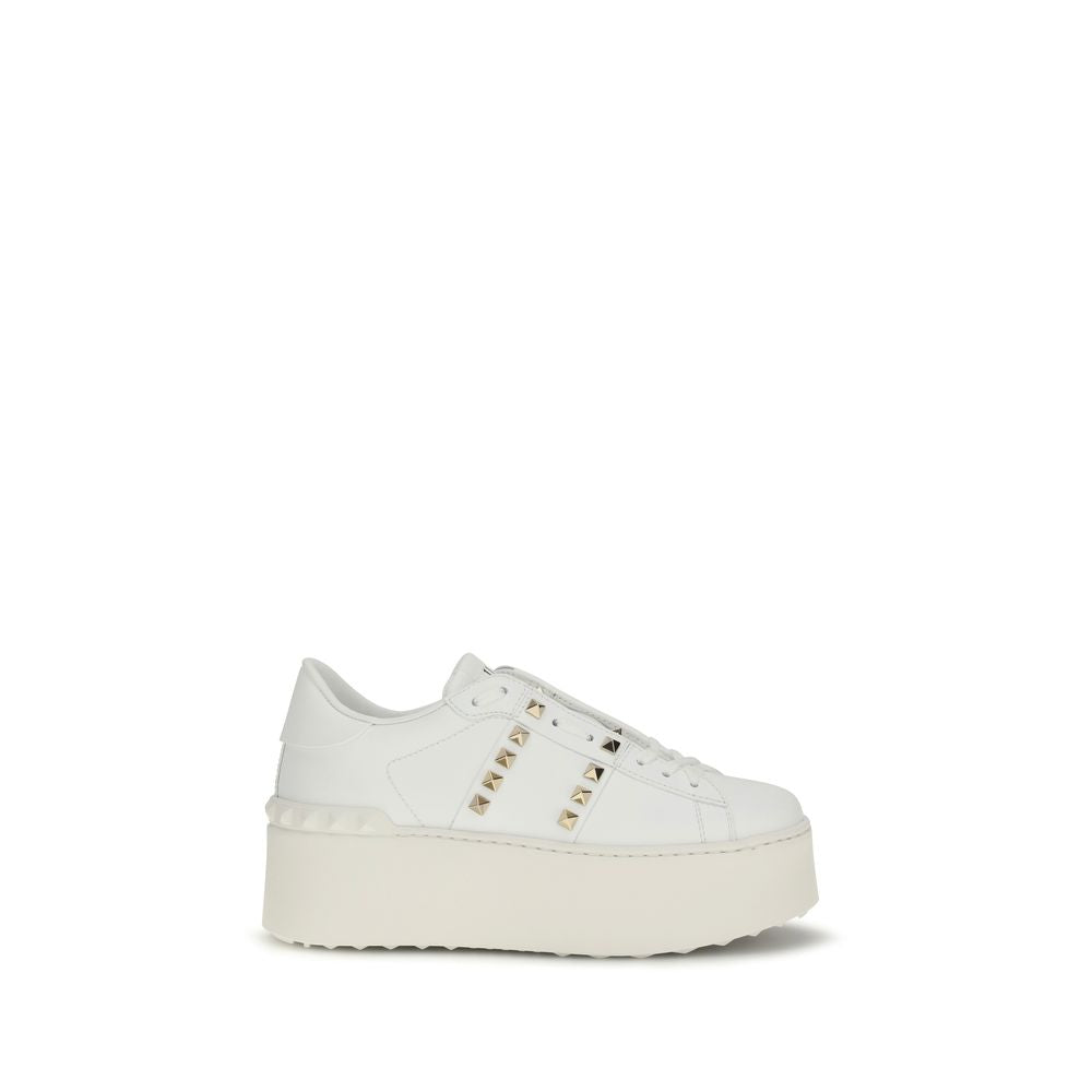 Valentino Garavani White Calf Leather Bos Taurus Platform Sneakers