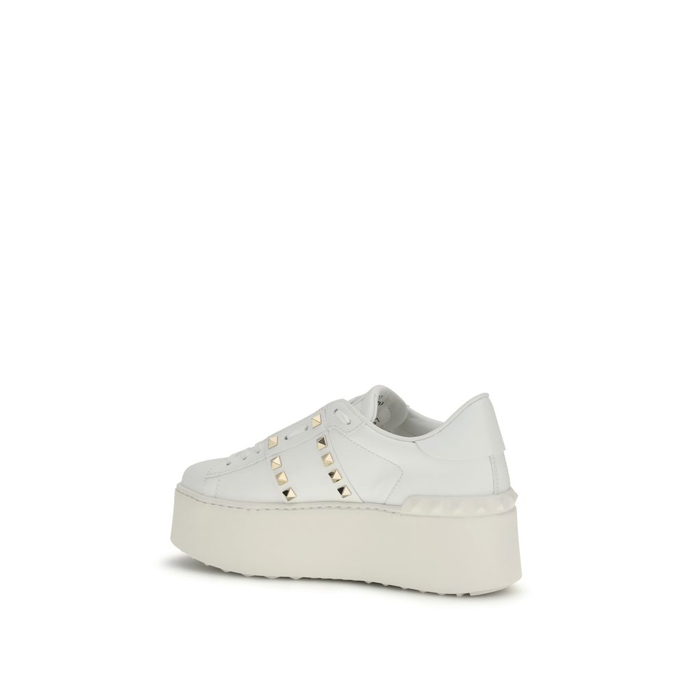 Valentino Garavani White Calf Leather Bos Taurus Platform Sneakers