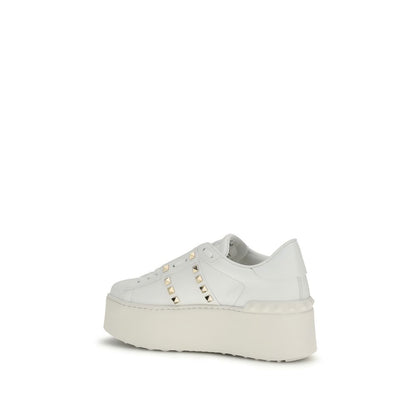Valentino Garavani White Calf Leather Bos Taurus Platform Sneakers