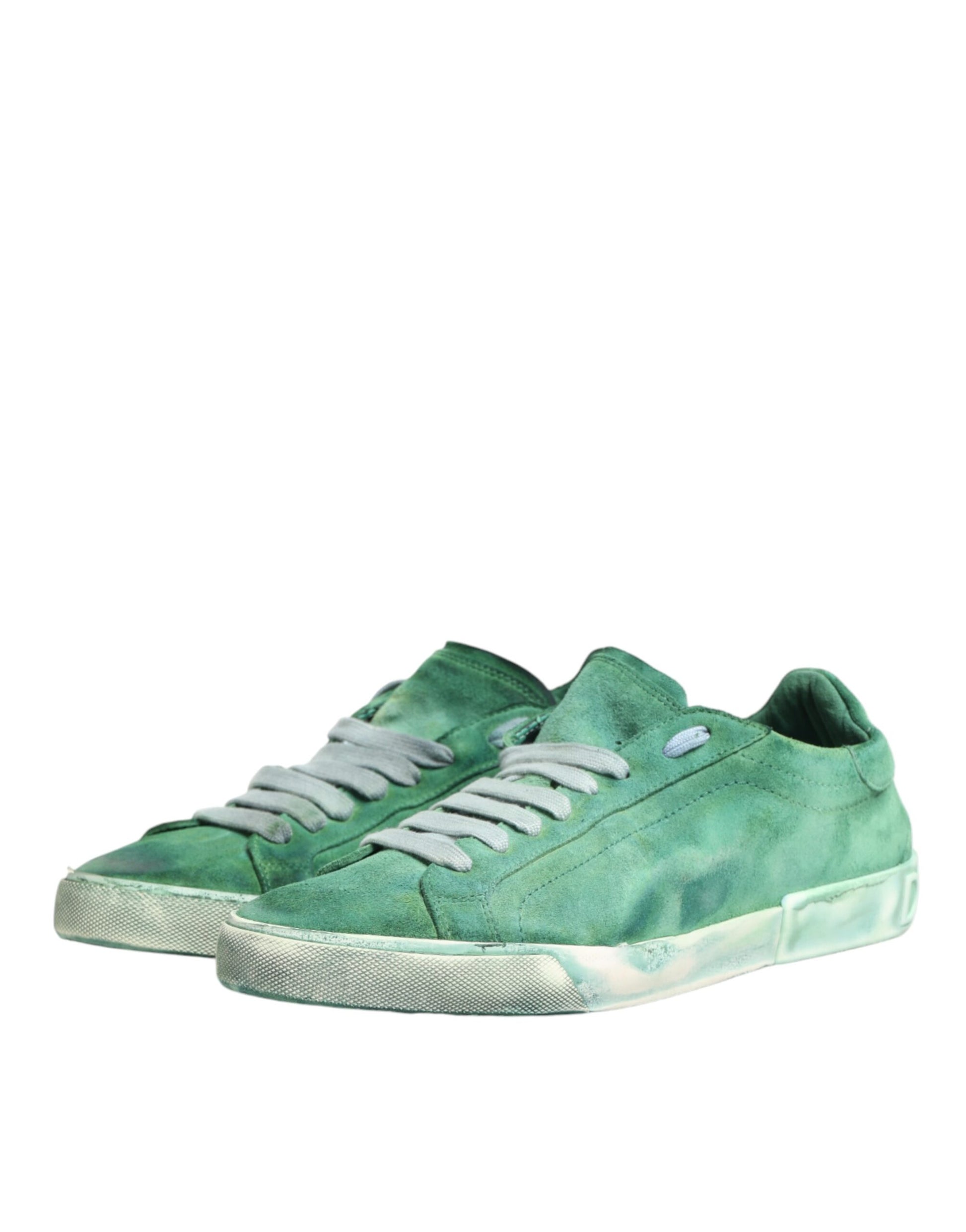 Dolce & Gabbana Green Suade DG Logo Sole Low Top Sneakers Shoes