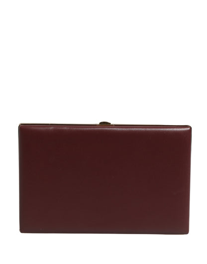 Dolce & Gabbana Brown Calfskin Leather Clutch Evening Women Purse Bag