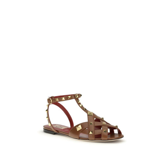 Valentino Garavani Brown Goatskin Strap-On Sandals