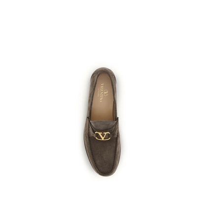 Valentino Garavani Brown Calf Leather Bos Taurus Slip-On Loafers