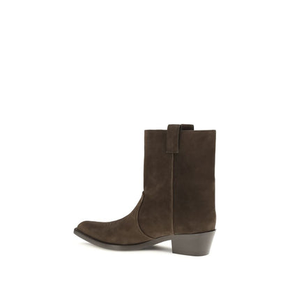 Khaite Brown Calf Leather Bos Taurus Ankle Boots