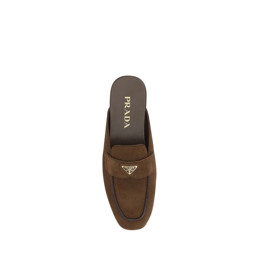 Prada Brown Calf Leather Bos Taurus Mules