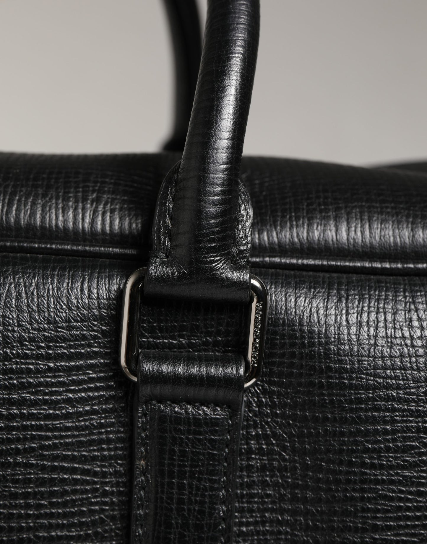 Dolce & Gabbana Black Car Man Applique Leather Weekender Borse Bag