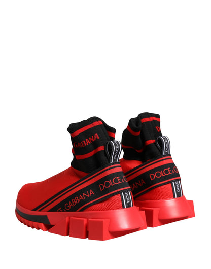 Dolce & Gabbana Red Black Sorrento Socks Sneakers Shoes