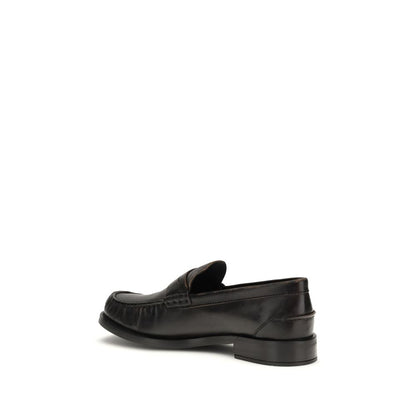 Prada Black Calf Leather Bos Taurus Slip-On Loafers