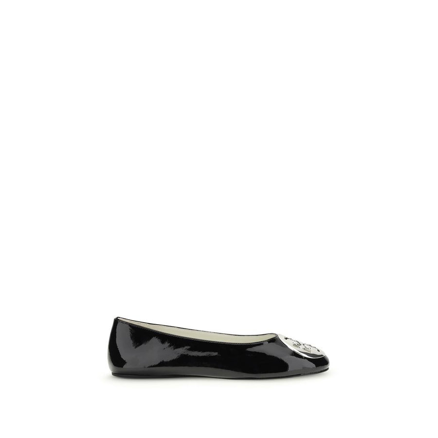 Tory Burch Black Calf Leather Bos Taurus Ballet Flats