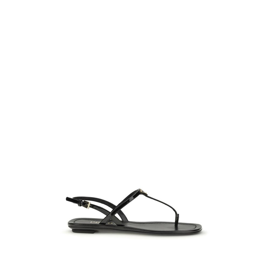 Prada Black Calf Leather Bos Taurus Flip-Flop Sandals