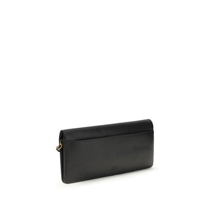 PINKO Black Calf Leather Bos Taurus Clutch Bag