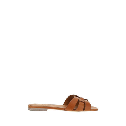 Saint Laurent Brown Calf Leather Bos Taurus Sandals
