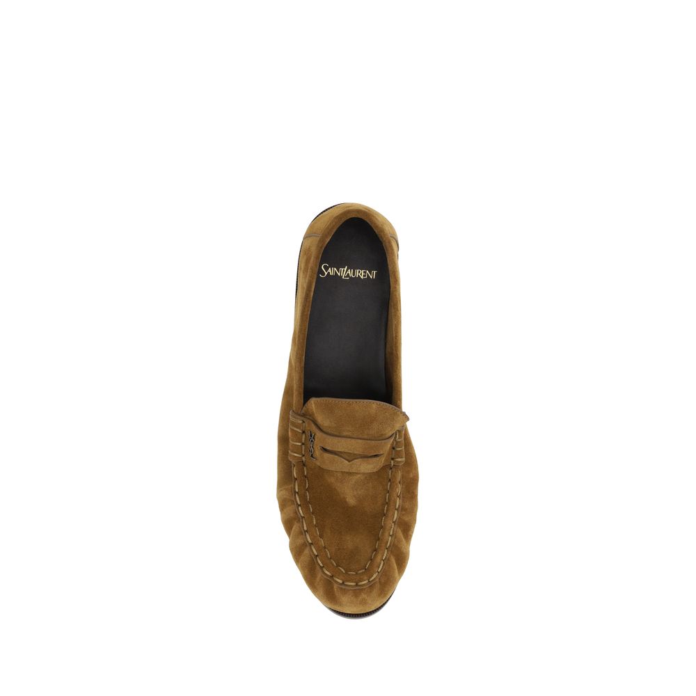 Saint Laurent Brown Calf Leather Bos Taurus Slip-On Loafers