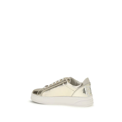 PINKO Gold Calf Leather Bos Taurus Platform Sneakers