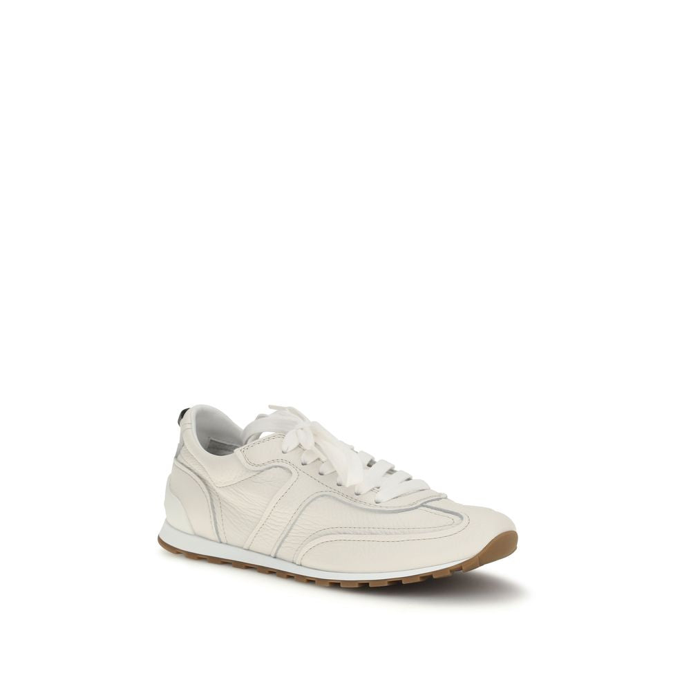 Brunello Cucinelli White Calf Leather Bos Taurus Low Top Sneakers