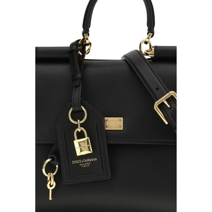 Dolce & Gabbana Black Calf Leather Bos Taurus Handbag