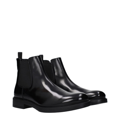 Prada Black Leather Ankle Boots