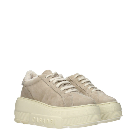 Casadei Beige Leather Chunky Sneakers