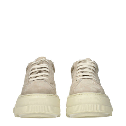 Casadei Beige Leather Chunky Sneakers