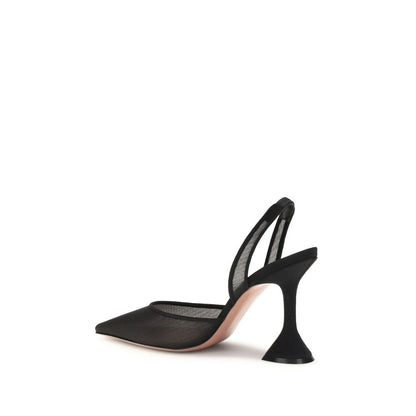 Amina Muaddi Black Fabric High Heel Pumps