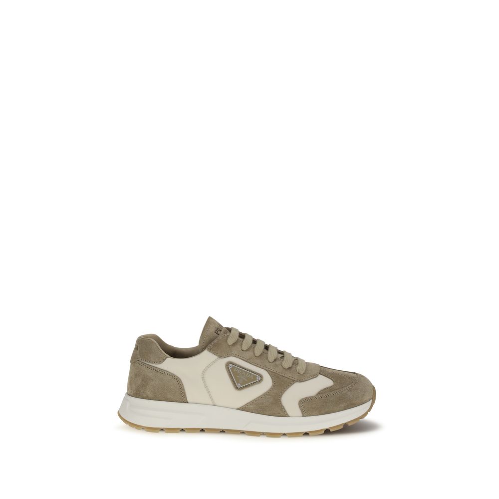 Prada Beige Calf Leather Bos Taurus Athletic Sneakers